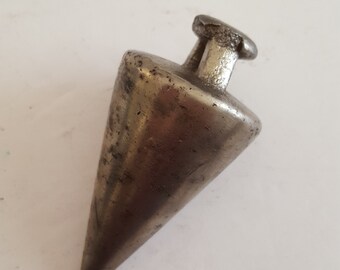 Antique Cast Steel Plumb Bob: Cleaned Tool (3 5/8" x 1 7/8", 12.5oz)