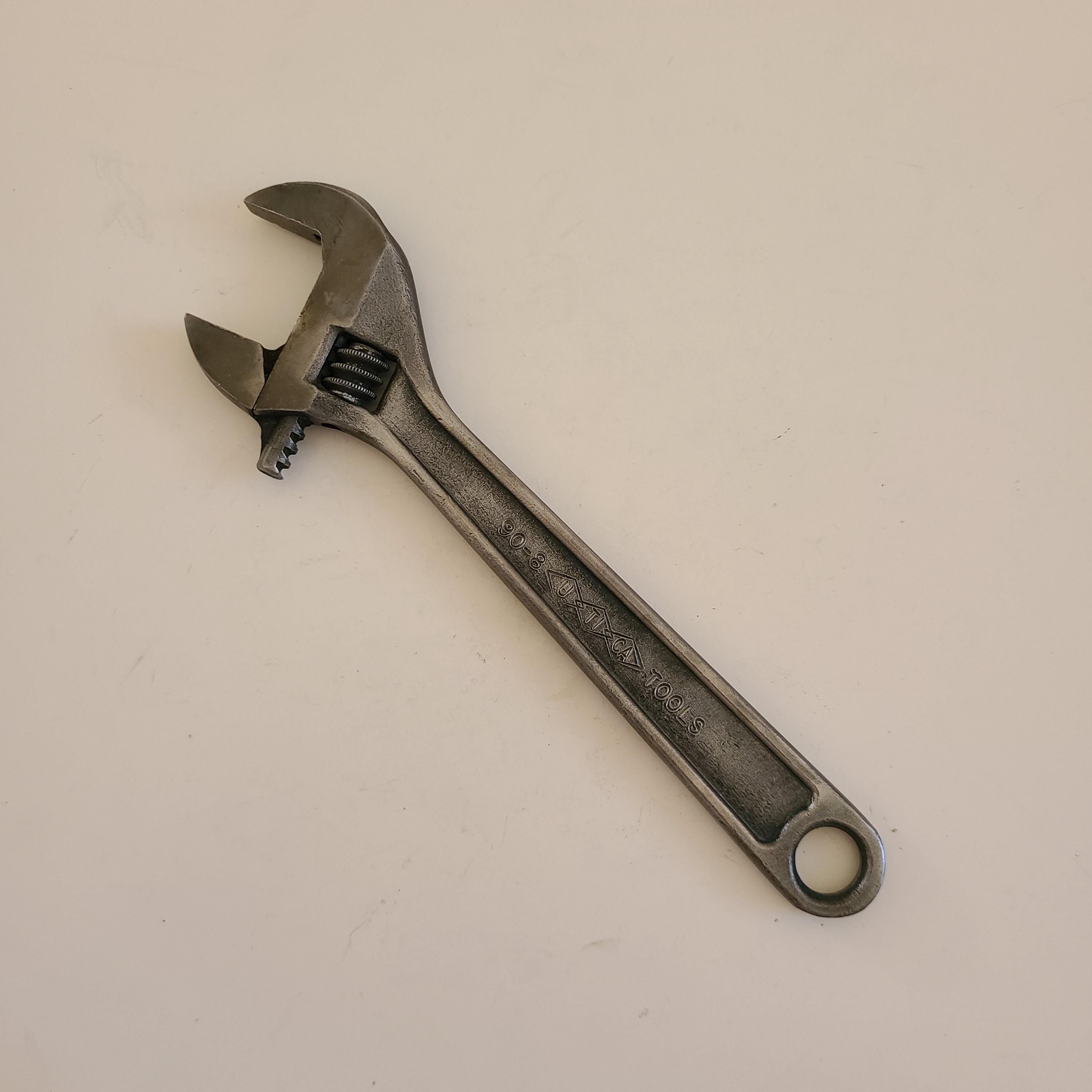 Vintage Utica Tools Adjustable Wrench: 1950s Alloy Steel, 8