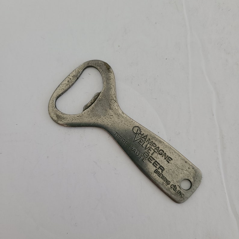 Vintage circa 1930's Champagne Velvet Beer bottle opener, cleaned good condition, Terre Haute Brewing image 1