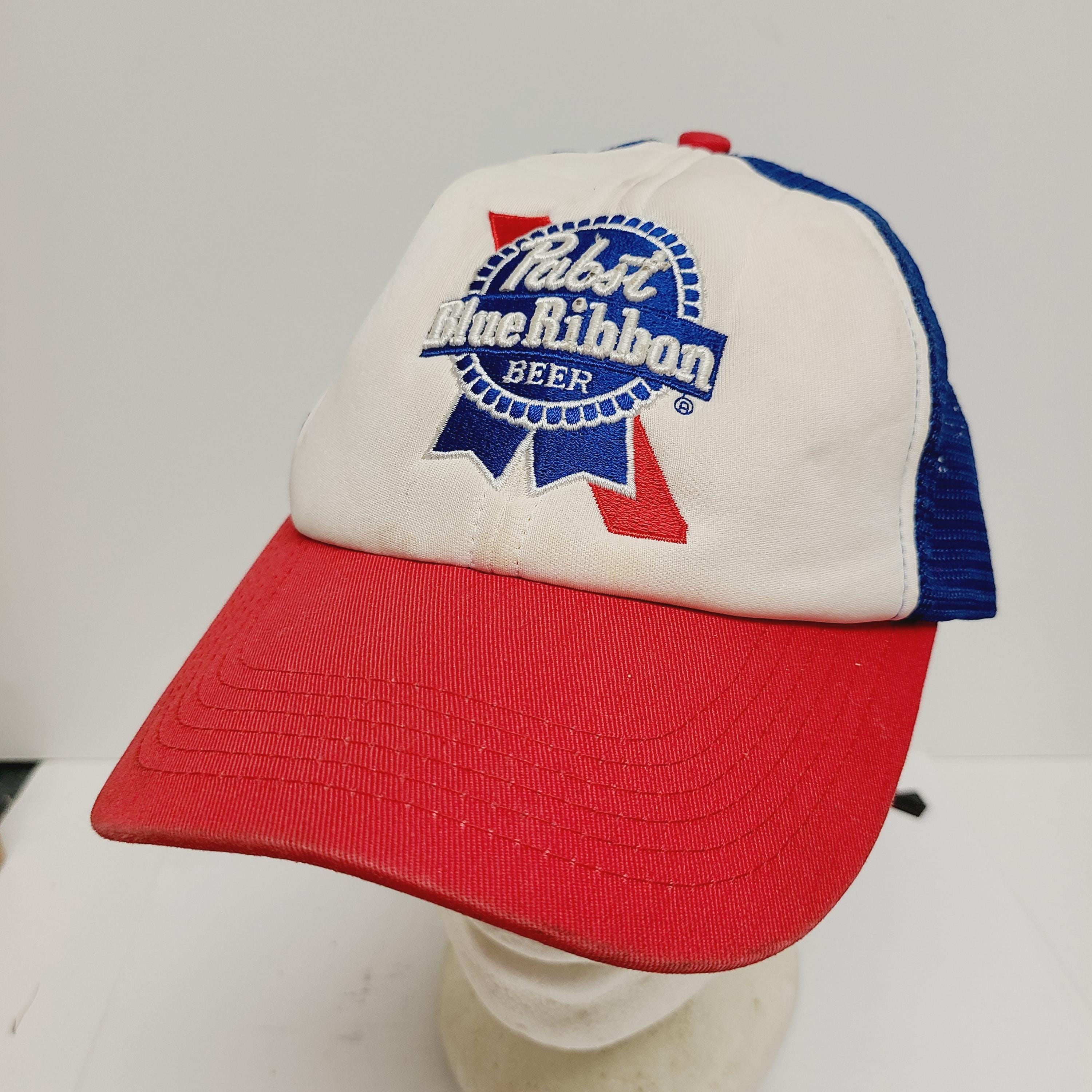 Vintage 1980s Pabst Blue Ribbon Beer Snapback Cap Embroidered Logo
