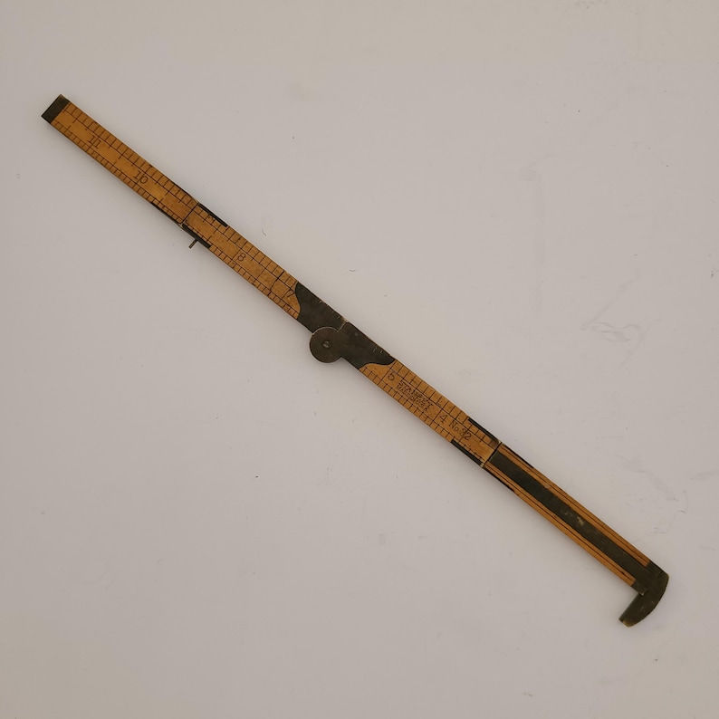 Knob Ruler Antique Circa 1890's Mini No.1 Boxwood Folding 12 Inch Ruler Unknown ...