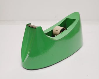 Vintage circa 1970's Scotch brand Decor C-15 Tape Dispenser in forest green color, re-paint designed for transparent tape