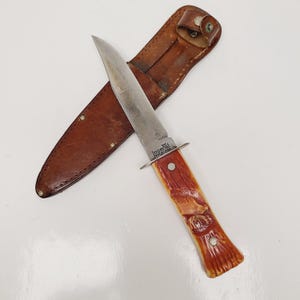 Vintage Imperial Sheath Knife: 5&quot; Carbon Steel Blade, Elk Handle