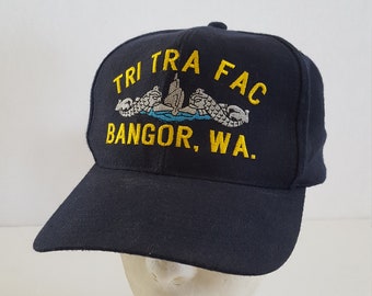 Vintage 1996 US Navy Ball Cap: Bangor, Washington - Embroidered Submarine Dolphins
