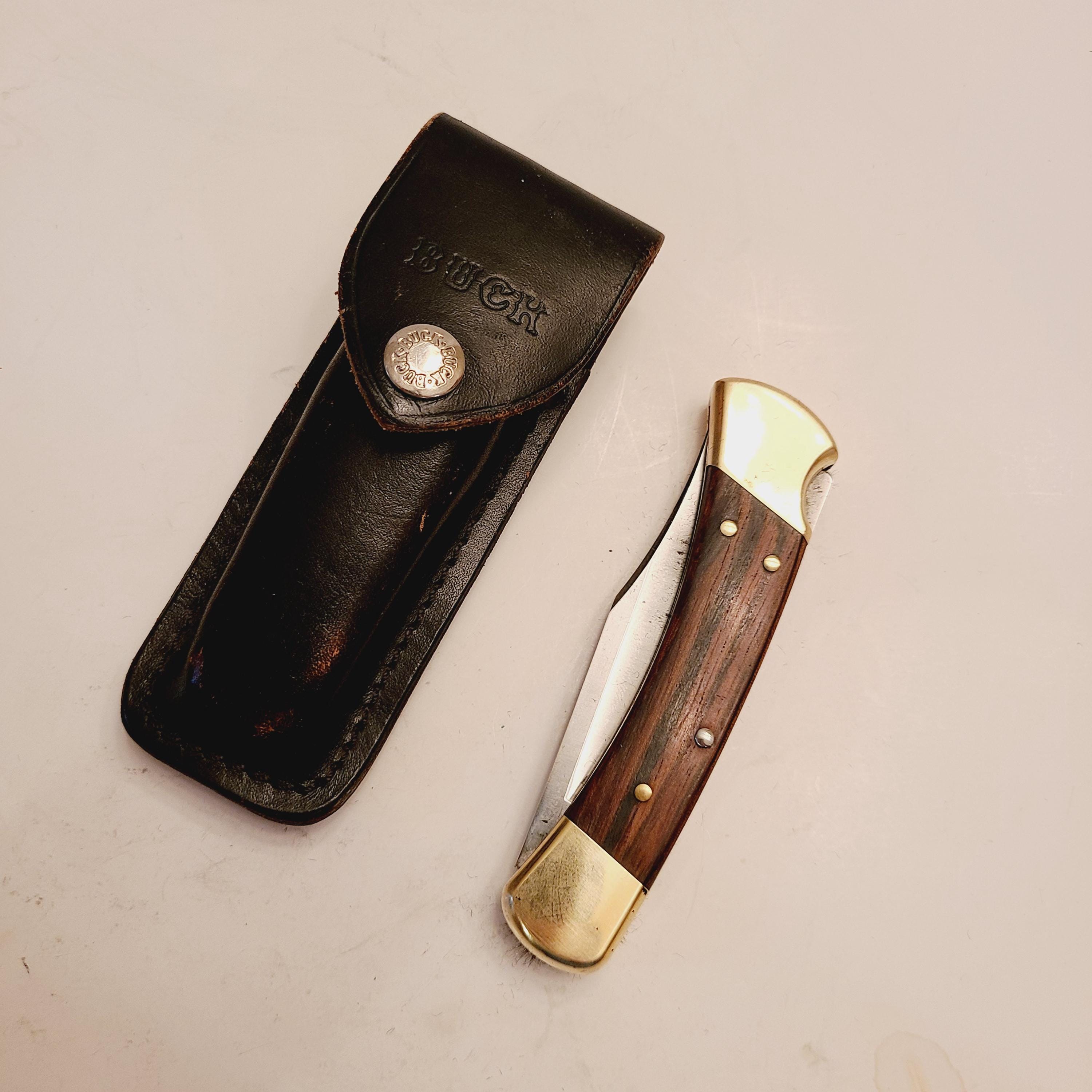 Vintage 1994 Buck 110 Folding Knife With Leather Sheath - Etsy