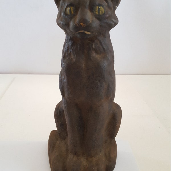 Antique Cast Iron Black Cat Doorstop - Early 20th Century