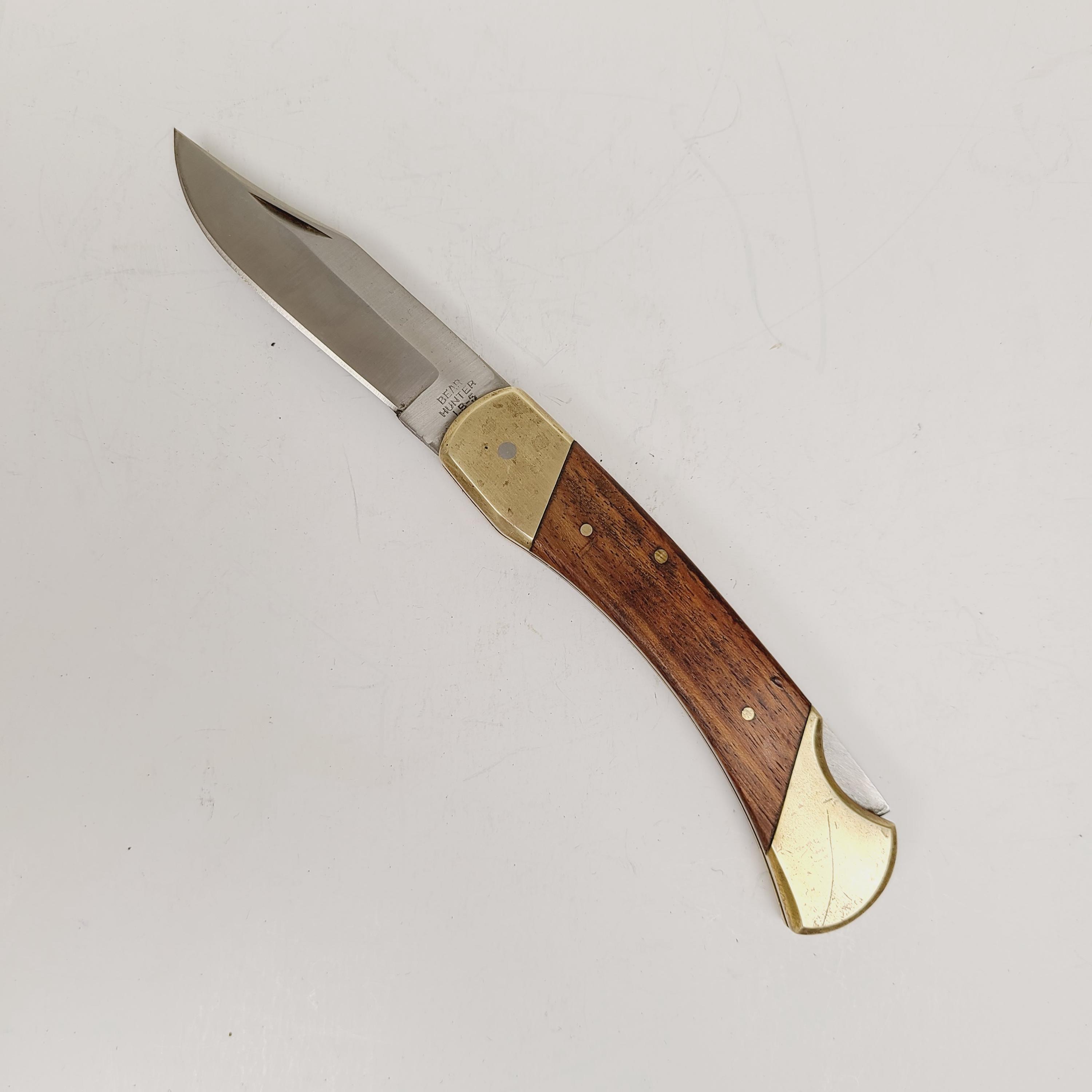 Vintage 1980s Bear Hunter LB-5 Folding Knife: Solingen Steel 