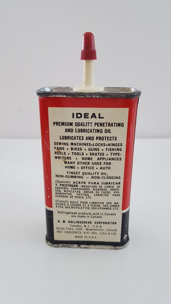 Vintage 1960's Ideal Household Oil Can, 4oz Size, Empty Can, Good