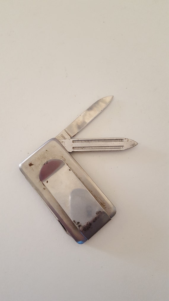 Vintage money clip/folding knife and nail file, W… - image 6