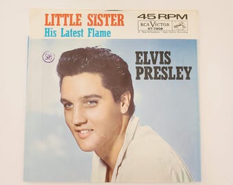 Vintage circa 1959 45rpm record by RCA Elvis Presle Little Sister and His Latest flame excellent sleeve, vinyl good