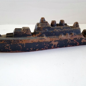 Vintage 1960s Elastolin Battle Cruiser Toy - West German Nautical Decor