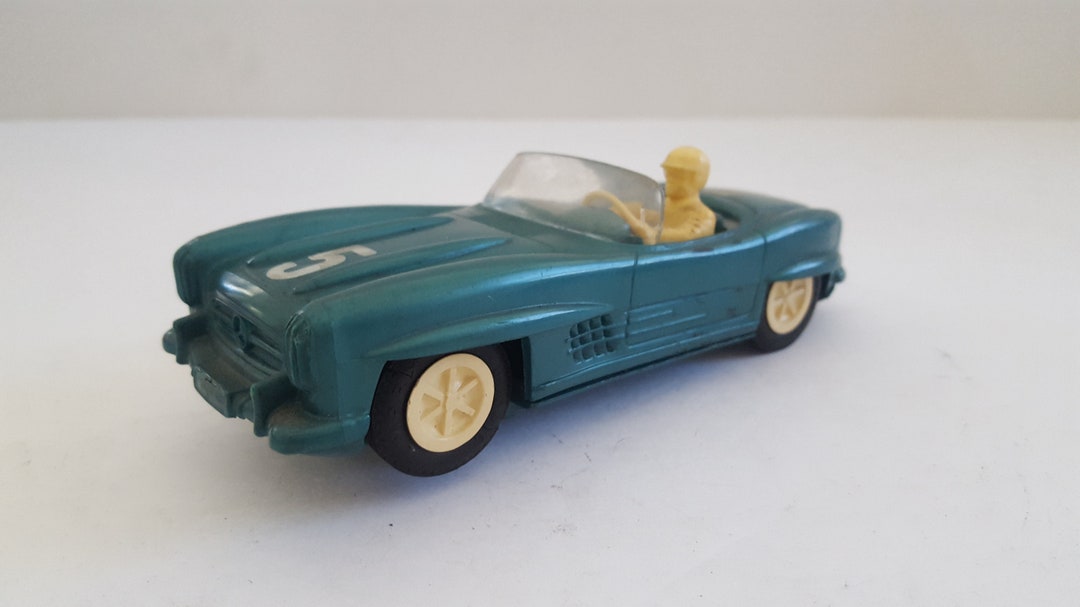 Vintage 1960's Marx Slot Car Mercedes Benz Race Car, Blue Color With