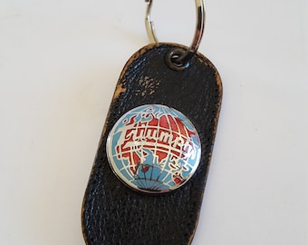 Vintage Triumph Automobile Logo Keyring: Enamel & Moroccan Leather Fob