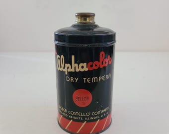 Vintage Alphacolor Yellow Dry Tempura Paint - 1950s-60s Graphics