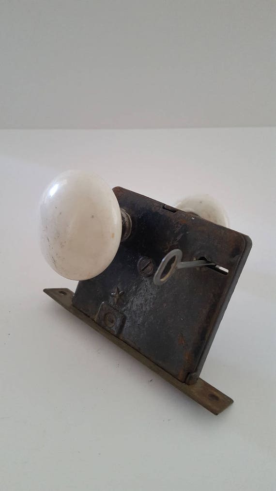 Vintage /Antique door restoration hardware lock set with key | Etsy