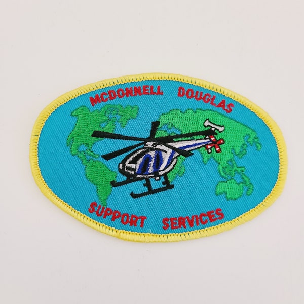 Vintage circa 1990's embroidered patch, McDonnell Douglas Support Services, new condition MD500