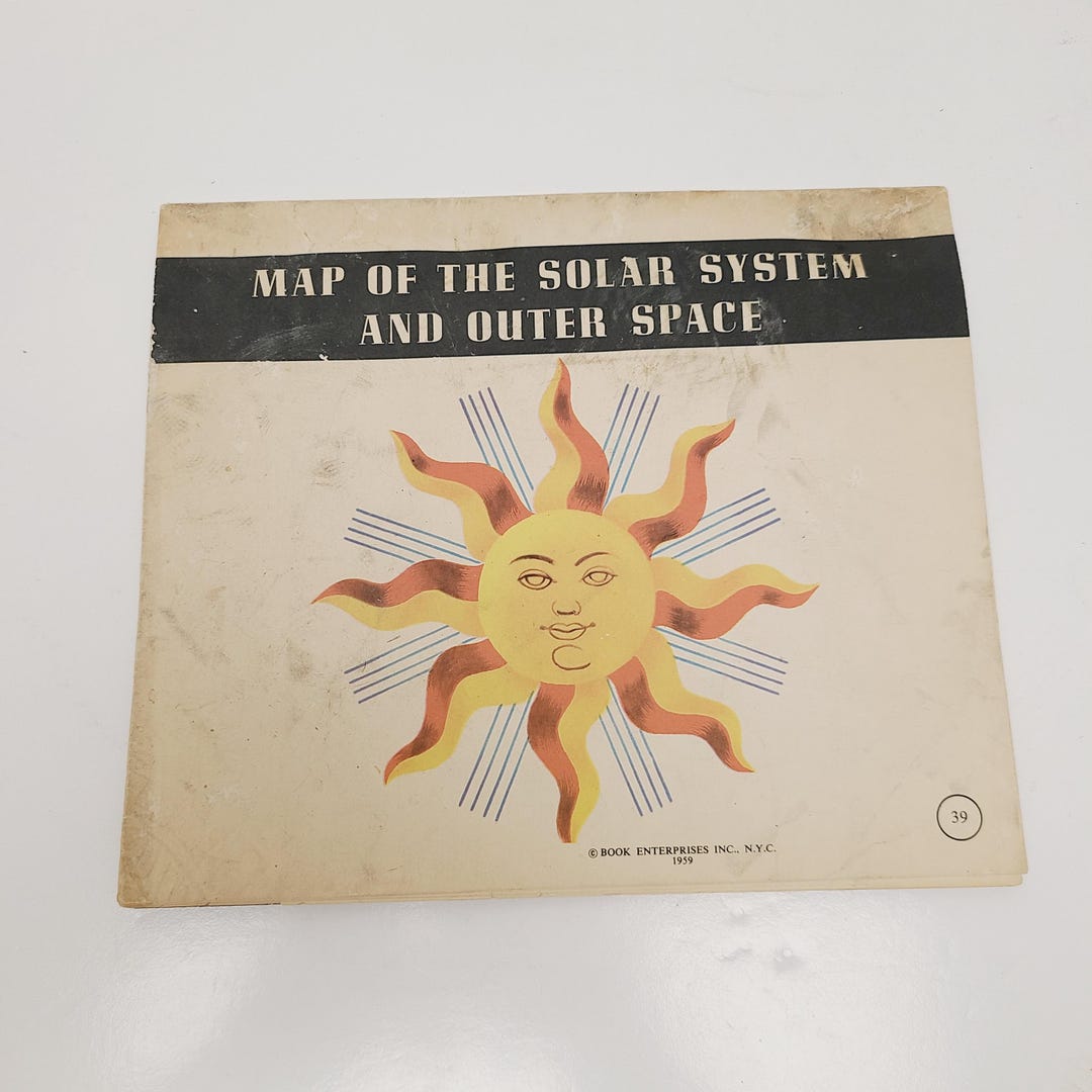 Vintage 1959 Full Size Color Map of the Solar System and Outer Space ...
