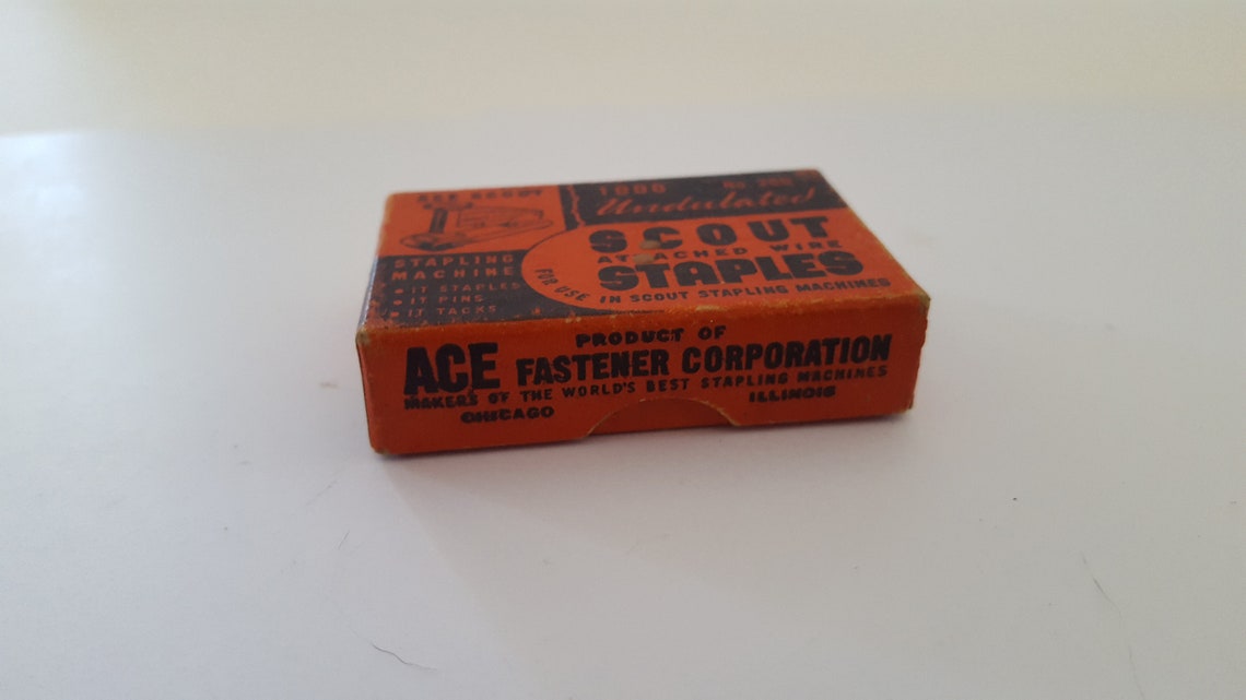 Vintage Ace Fastener Scout staples box No.200 with some Etsy