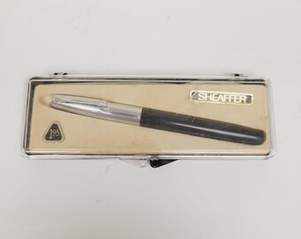 Vintage 1960s Sheaffer Fountain Pen: Black Chrome, Original Box