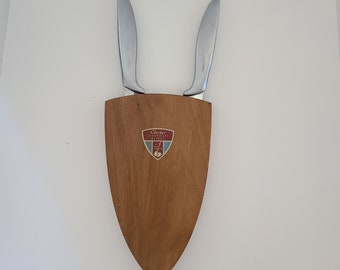 Vintage Gerber Walnut Knife Holder: Mid Century Modern Kitchen Decor