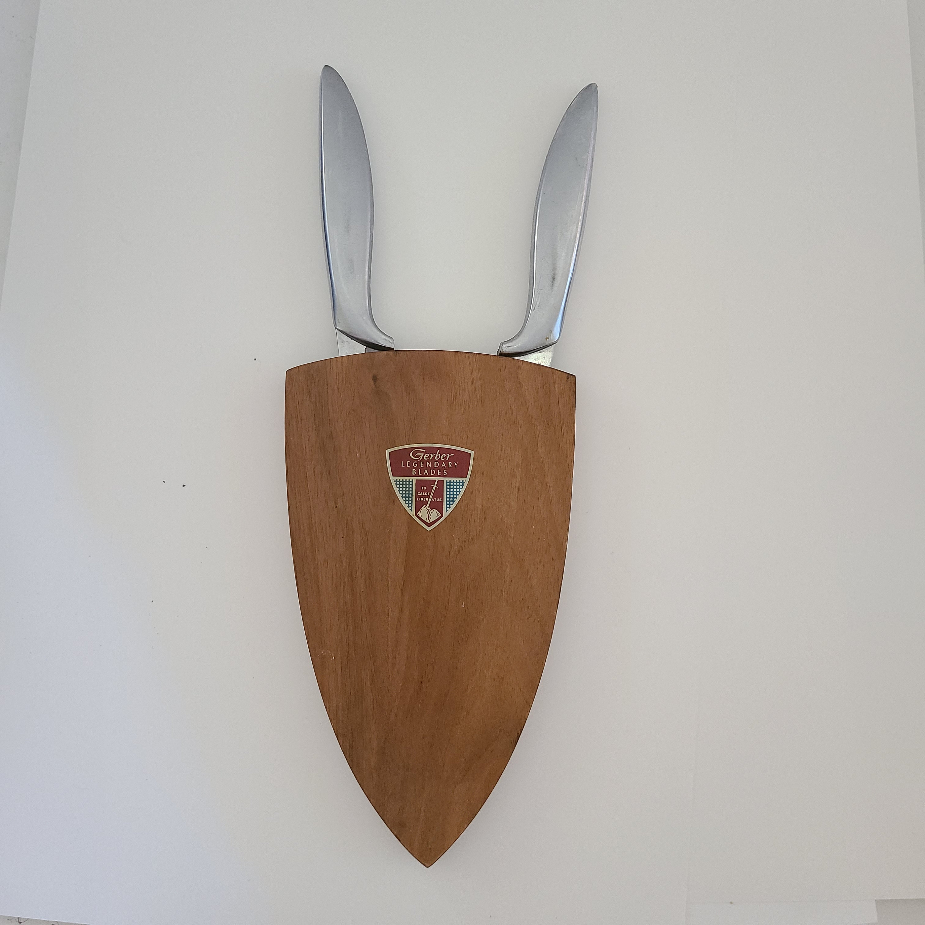Vintage Gerber Walnut Knife Holder: Mid Century Modern Kitchen 