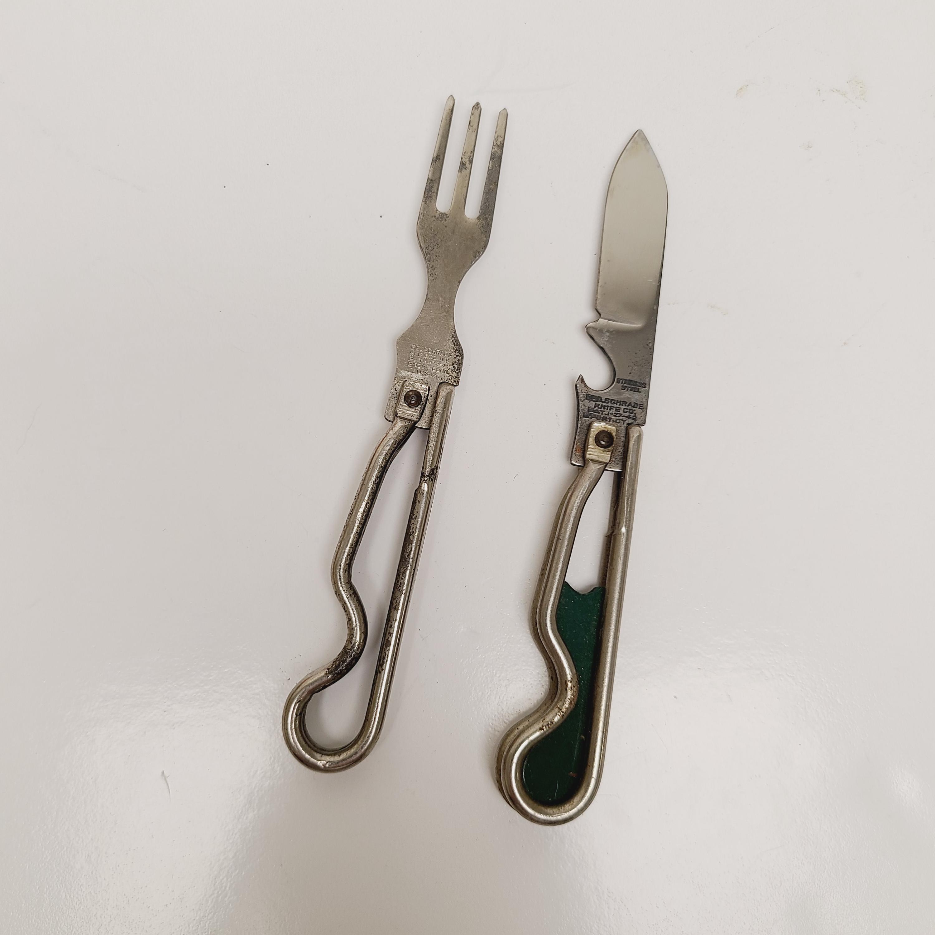 Vintage 1930s GSA Folding Wire Jack Knife and Fork Set: Geo