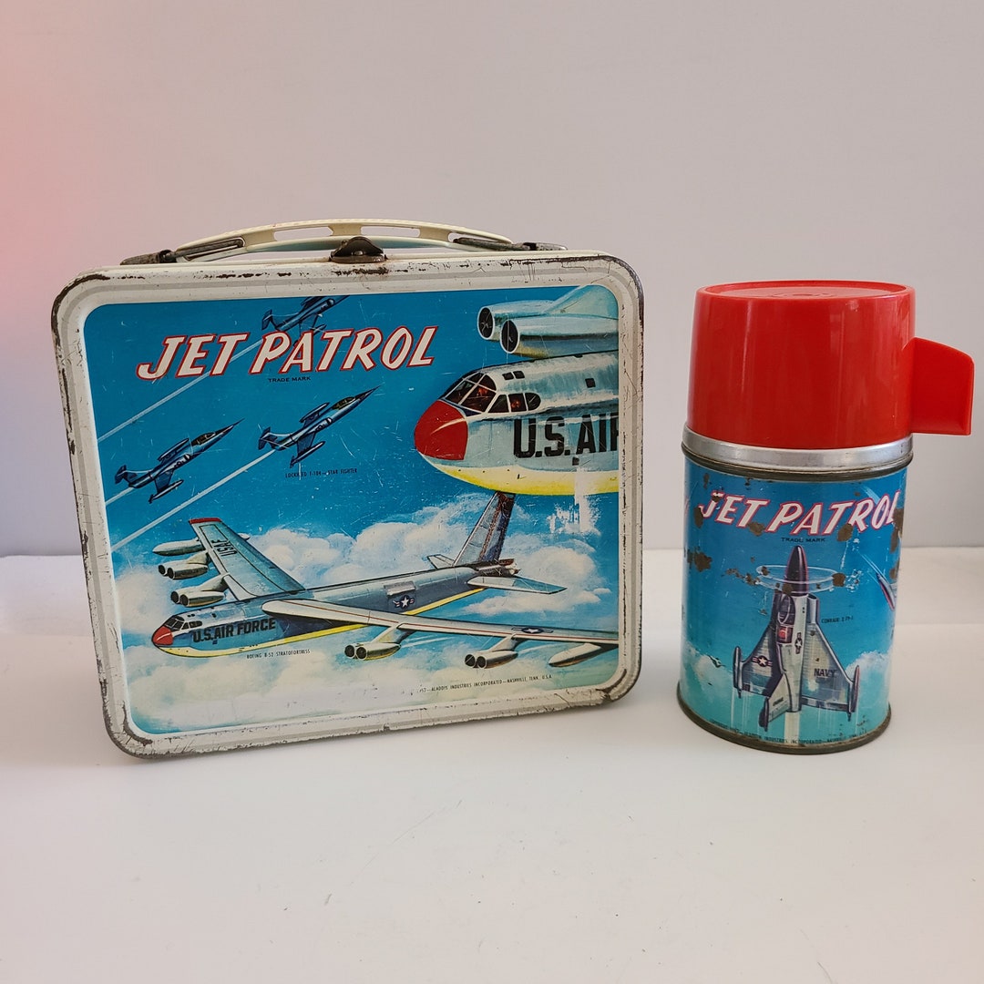 Vintage 1957 Aladdin Jet Patrol Lunchbox & Thermos: USAF/USN
