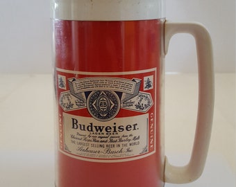 Vintage Budweiser Thermo-Serv insulated mug, plastic, Good condition no cracks