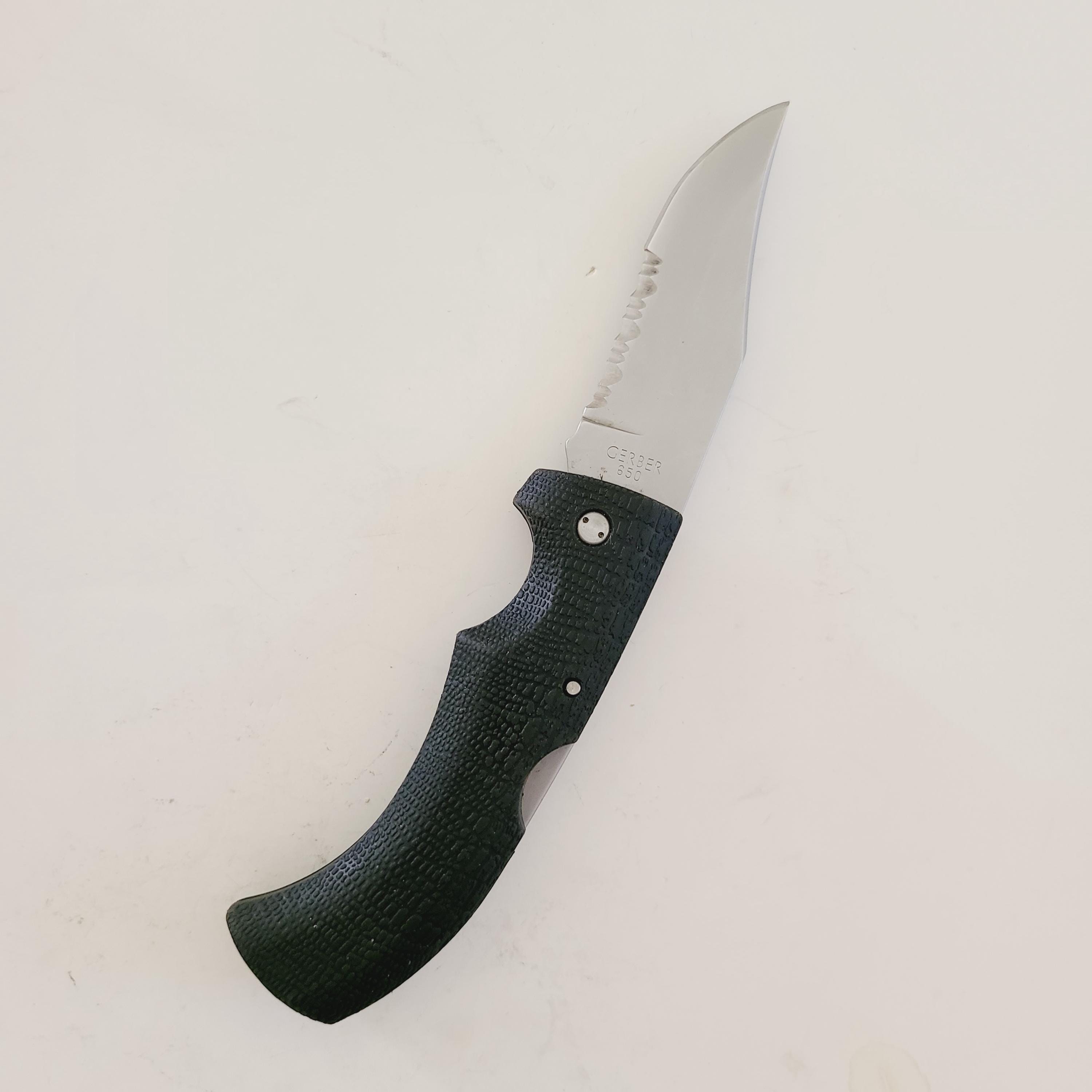 Vintage Gerber Gator Knife: Model 650 Half Serrated Blade, USA 