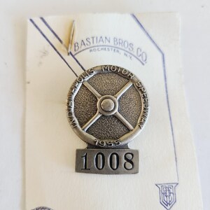 Vintage 1955 Indianapolis Motor Speedway Garage Access Badge
