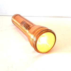 Vintage circa 1930&#39;s Ray-o-vac style &quot;bedside light&quot; small copper flashlight working condition use 2 C cell batteries not included