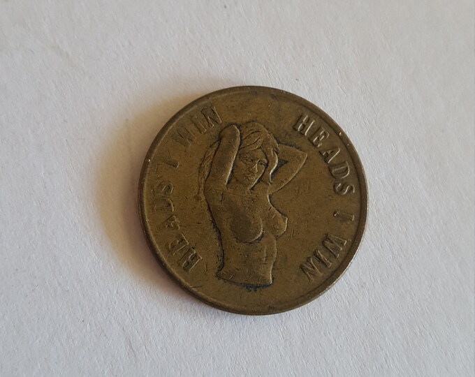 Vintage Novelty Coin Heads I Win Tails You Lose Brass Etsy