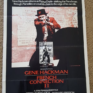 Vintage Original movie poster The French Connection II starring Gene Hackman as Popeye Doyle