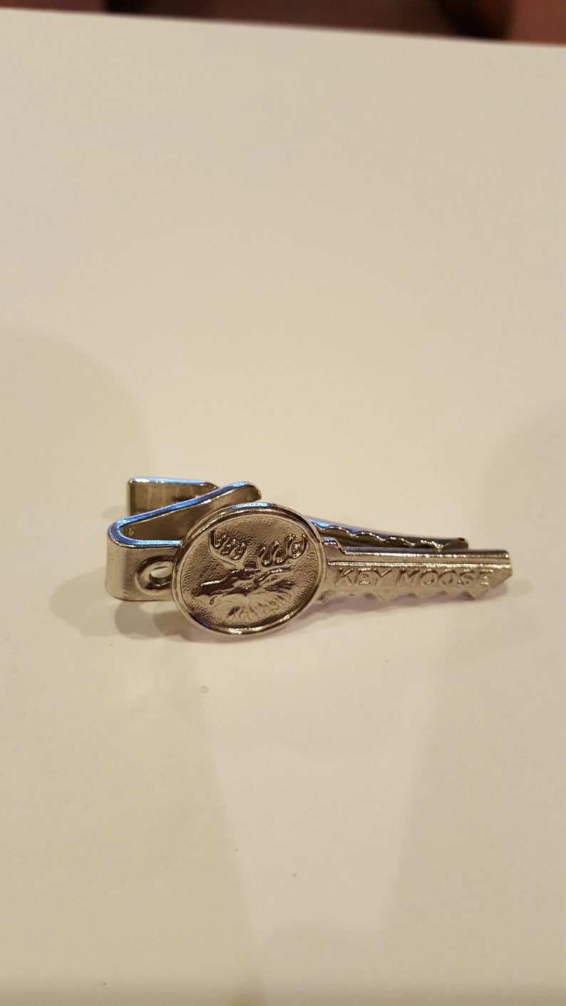 Vintage Moose Lodge tie clip Key Moose 1960s B6 Men/'s Fraternal Organization key shape