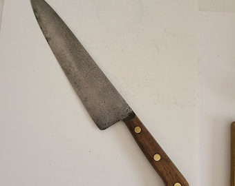 Vintage circa 1950's J.A. Henckels (attributed)Twinworks 102-10" Chef's prep knife, good condition washed out handle but good blade