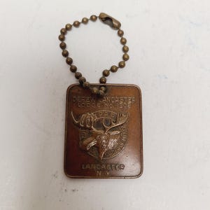 Vintage stamped copper Loyal Order of Moose plaque, 1 1/2" Purity,Aid. Progress, Depew Lancaster 1605.