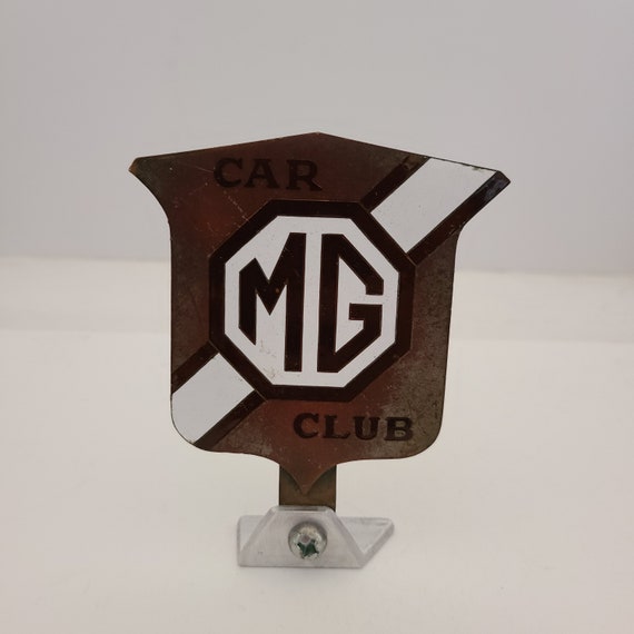 Vintage Circa 1960s MG Car Club Brass/bronze and Enamel Fender or 