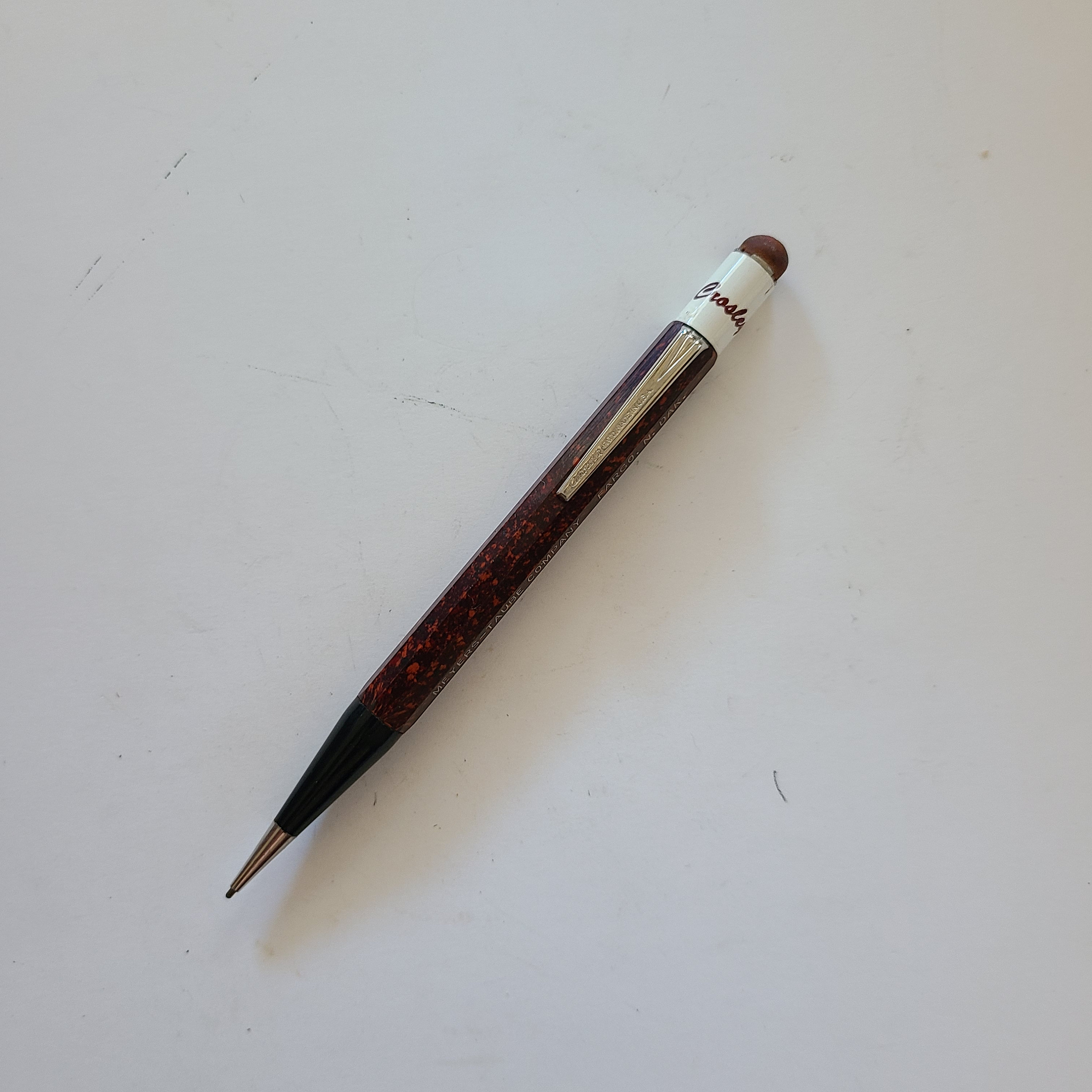 小物 40's style atomic and stripes Vintage C1940's Mechanical Pencil Bakelite Brown/black Jumbo