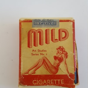 Vintage circa 1951 rare &quot;peep show&quot; viewer thinly disguised as a pack of &quot;Mild&quot; cigarettes. Hard plastic with conserved paper label