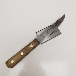 Vintage Butcher Knife: 1940s-50s Carbon Steel, Hickory Handle