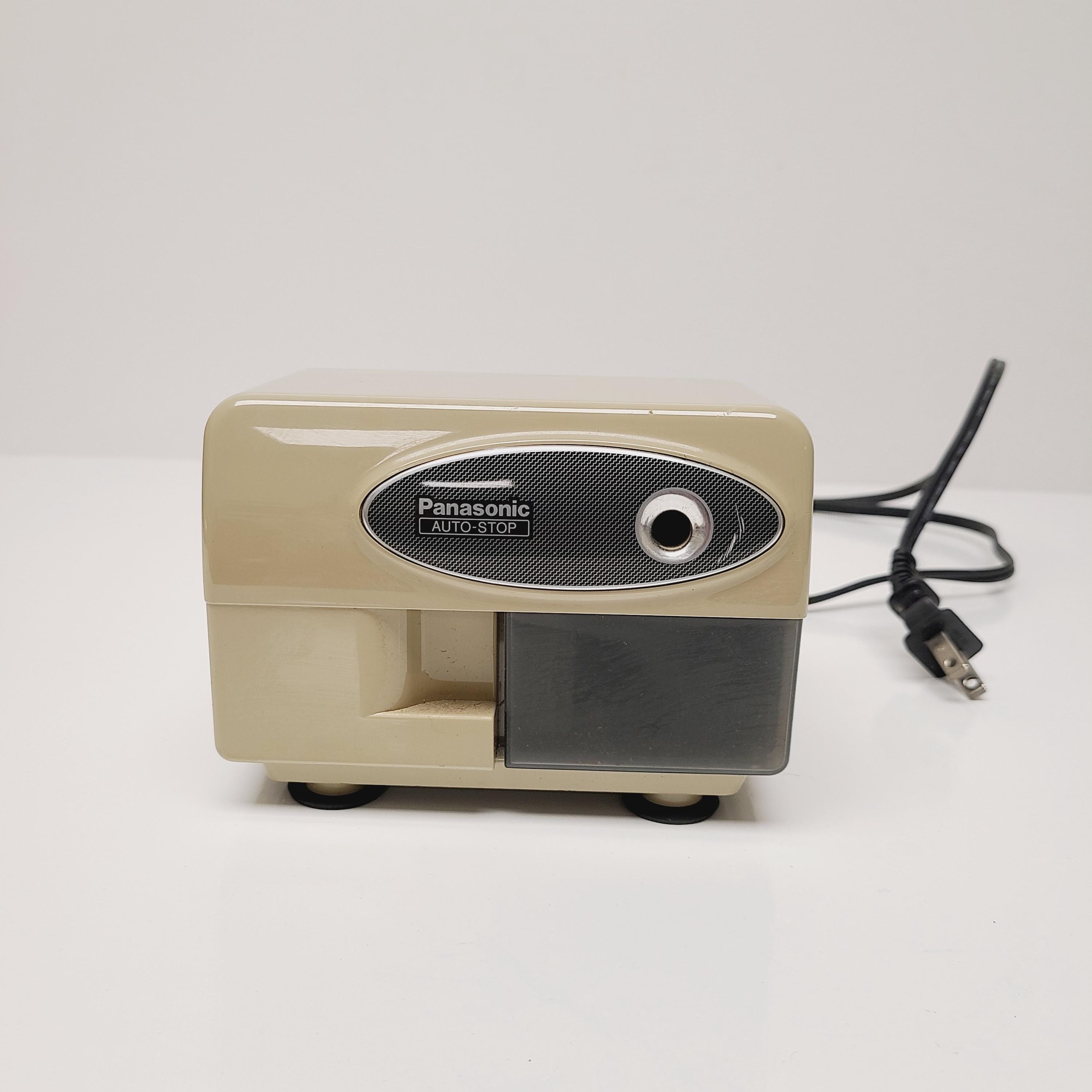 Vintage circa 1980's Panasonic KP-310 Auto-Stop pencil sharpener beige on black, good working condition pliable 3ft cord