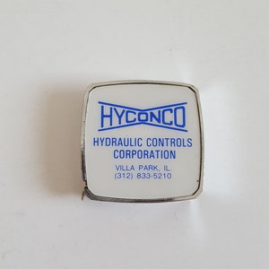 Vintage Barlow Advertising Tape Measure: HYCONCO Hydraulic Controls, 6ft