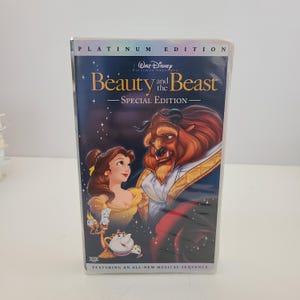 Vintage circa 2000&#39;s VHS cassette movie of Disney&#39;s Beauty and the Beast, animated feature film, good used condition Platinum Edition