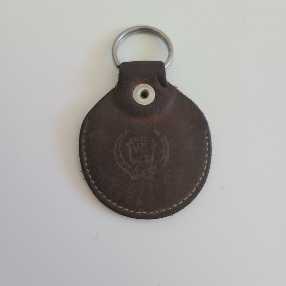 Vintage circa 1980s used advertising leather fob … - image 3