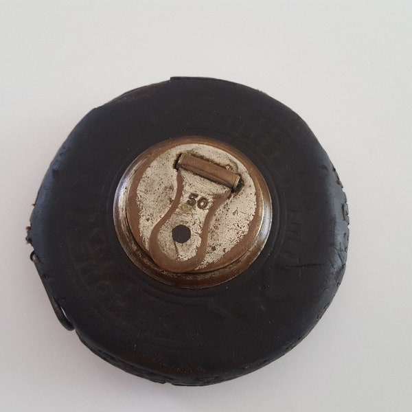 Antique Keuffel & Esser The Home Tape 50 ft winding tape measure. Appears to have Lufkin steel tape replacement (1908)