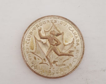 Médaillon du centenaire canadien vintage 1967 : club du progrès en métal argenté