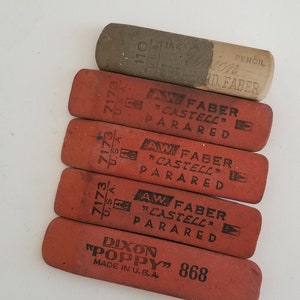 Vintage Faber-Castell Erasers: 1960s Parared, Dixon Poppy, Union Lot