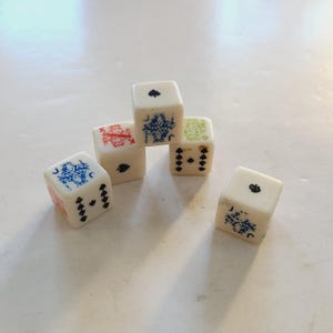 Vintage circa 1970&#39;s pocket game of Poker Dice, original found condition with no case.