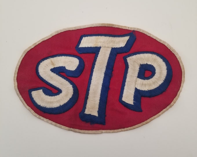 Vintage Circa 1960's Large Embroidered STP Oil Additive Used Condition
