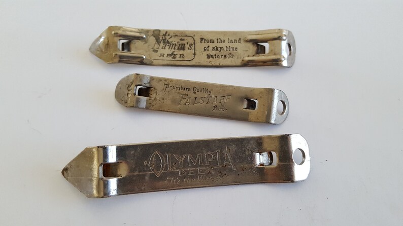 Vintage lot of 3 circa 1950/'s to 1960/'s beer can openers Hamm/'s Beer Olympia Beer and Falstaff